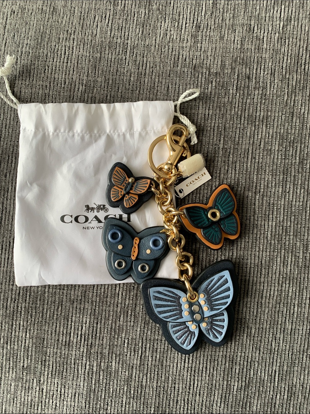 Coach Butterfly Cluster Bag Charm (Style No. C8224 in Denim Multi)